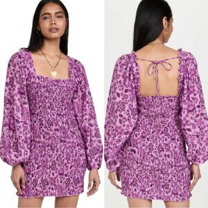 FREE PEOPLE pink purple Smock It To Me smocked mini dress